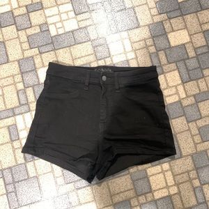 stretchy black denim shorts